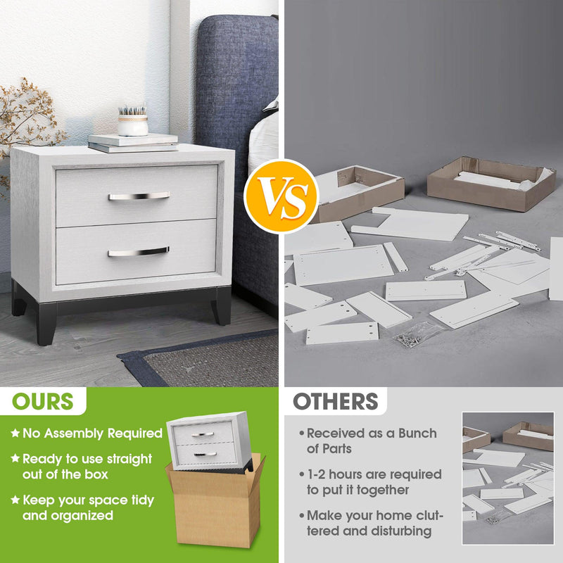 Furniture of America Lucien Modern Wood Nightstand with 2 Drawers