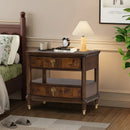 30.5" Westerham French Nightstand Power Outlet with LED Light, Dark Cherry by Parrot Uncle