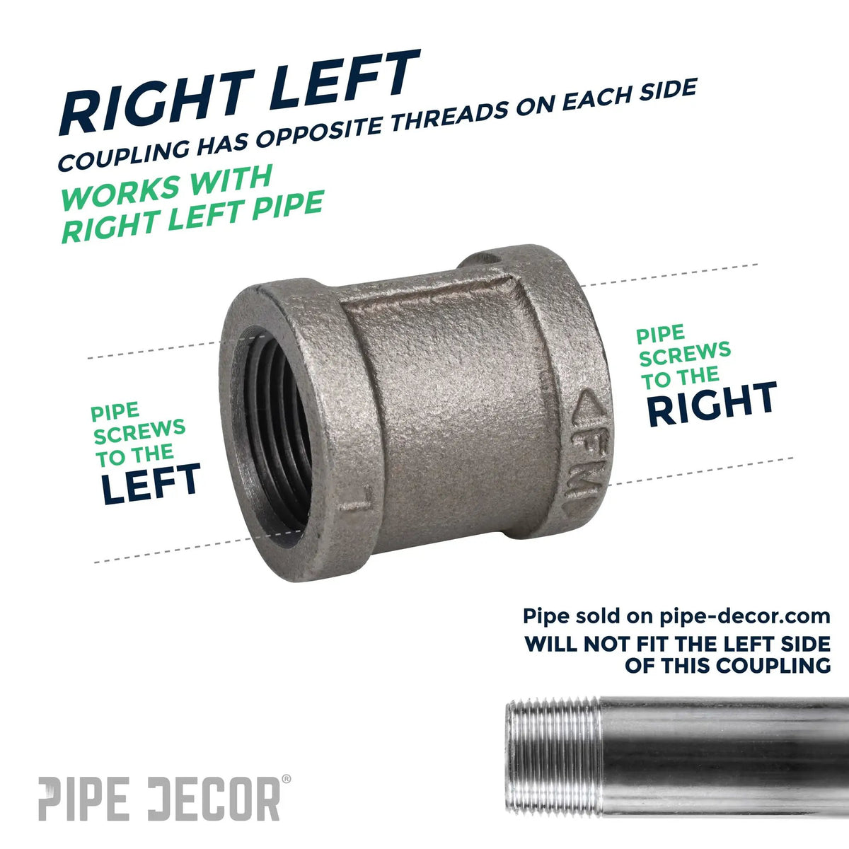 1/2 in. Black Right Left Coupling, photo 4 of 8