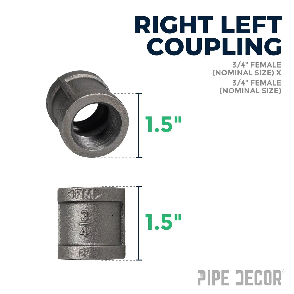 3/4 in. Black Right Left Coupling, photo 2 of 8