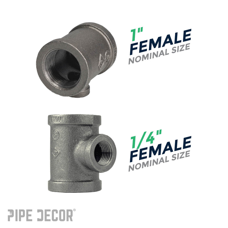 1 in. x 1 in. x 1/4 in. Black Reducing Tee