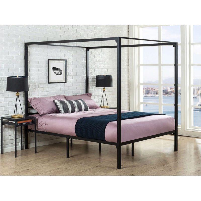 Full size Modern Black Metal Canopy Bed Frame, photo 2 of 3