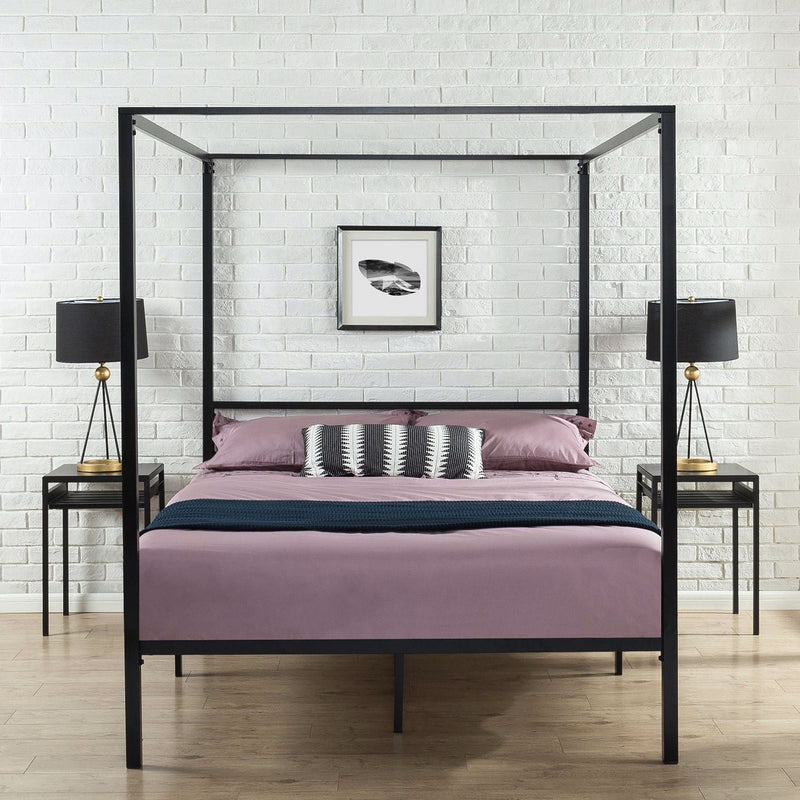 Full size Modern Black Metal Canopy Bed Frame, photo 3 of 3