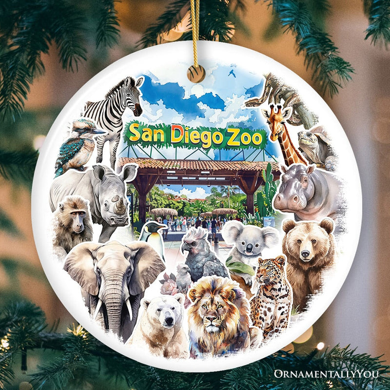 Artistic San Diego Zoo Classic Handcrafted Ornament, California State Ceramic Souvenir and Tree Decor