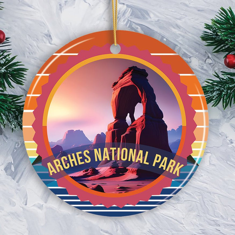 Arches National Park Retro Style Ornament, Utah Tourist Attraction and Gift