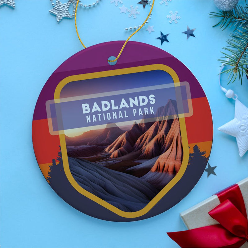 Badlands National Park Retro Style Ornament, South Dakota Tourist Attraction and Gift