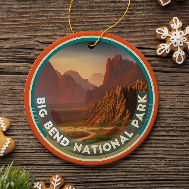 Big Bend National Park Retro Style Ornament, Texas Tourist Attraction and Gift