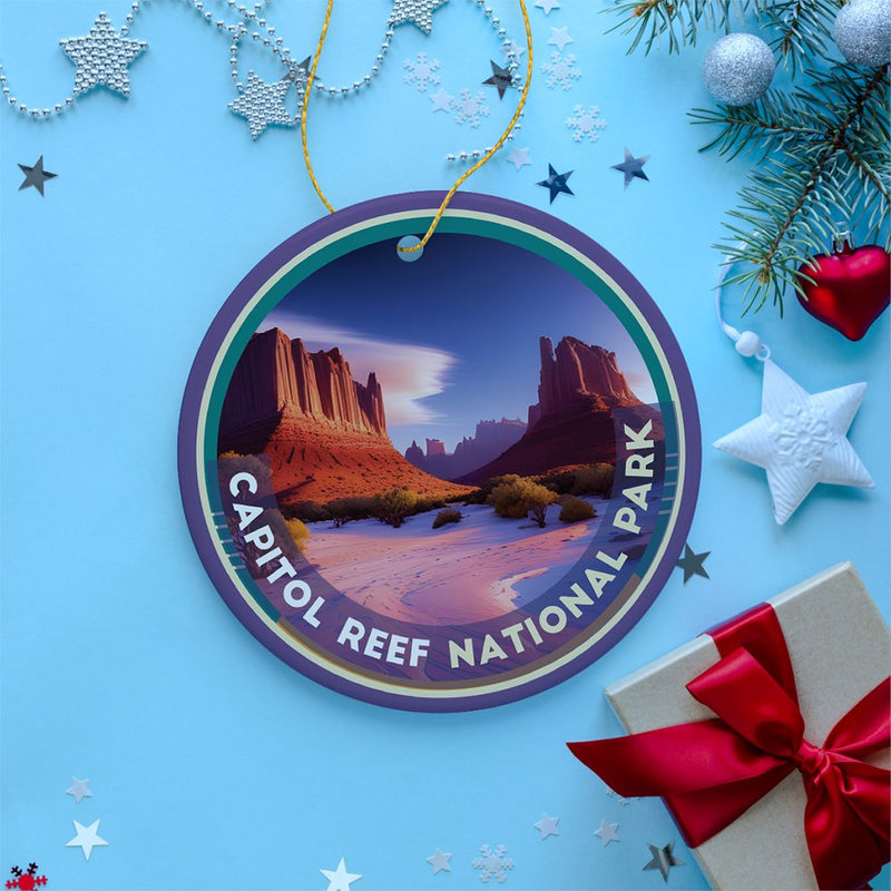 Capitol Reef National Park Retro Style Ornament, Utah  Tourist Attraction and Gift