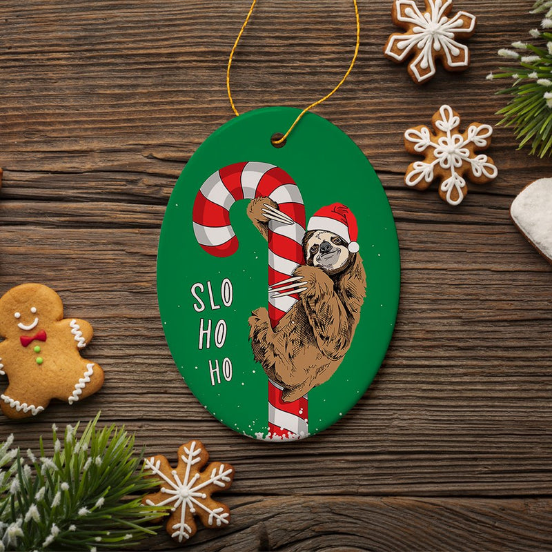 Cute Sloth Christmas Ornament, Slo Ho Ho