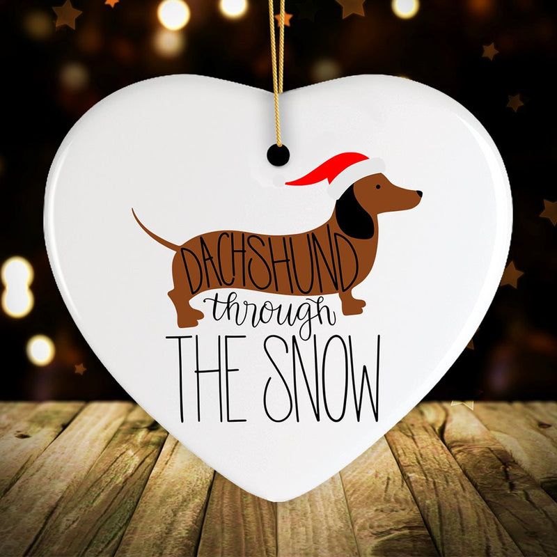 Dachshund Through The Snow Ornament, Funny Dog Cute