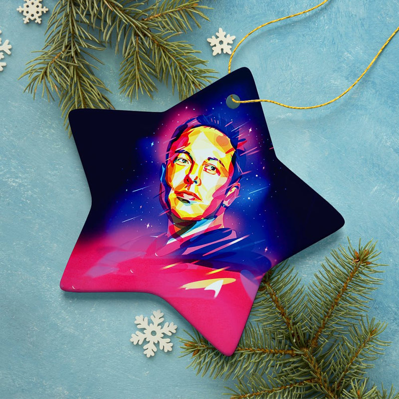 Elon Musk Christmas Ornament, Abstract Digital Art Tesla and SpaceX