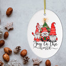 Joy to the World Christmas Ornament with Gnomes