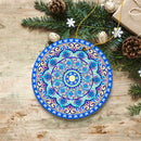 Luminescent Blue Mandala Christmas Ornament, Ethnic Indian Decoration, Hinduism, Buddhism, Jainism