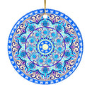 Luminescent Blue Mandala Christmas Ornament, Ethnic Indian Decoration, Hinduism, Buddhism, Jainism