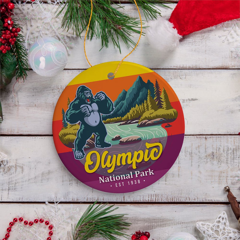 Olympic National Park Retro Style Ornament, Washington USA Tourist Attraction and Gift