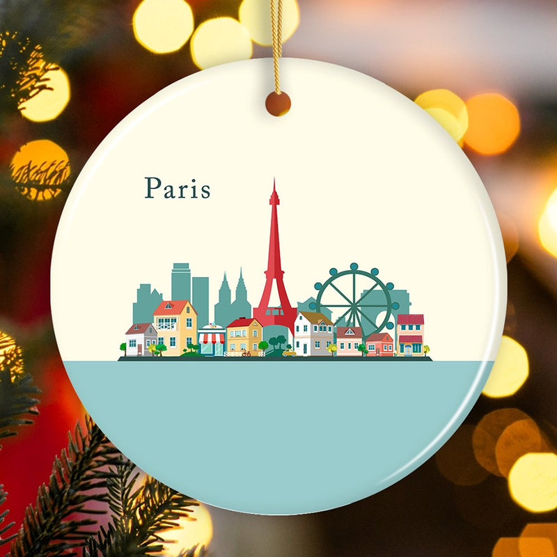 Paris Christmas Ornament, Landmarks in France Illustration