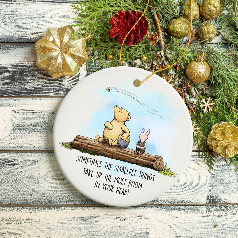Pooh Bear’s Heartwarming Quote Ornament, Sentimental Appreciation Ceramic Tree Decoration