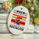 Quirky Antisocial Rooster Ceramic Ornament, Cute and Funny Christmas Gift