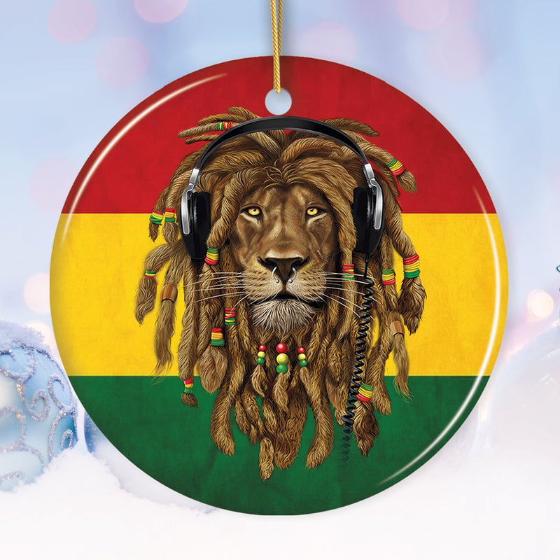 Reggae Lion Ornament, Jamaican Christmas Decoration, Reggae Music Flag