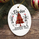Rockin Around the Christmas Tree Dancing Skeleton Ornament