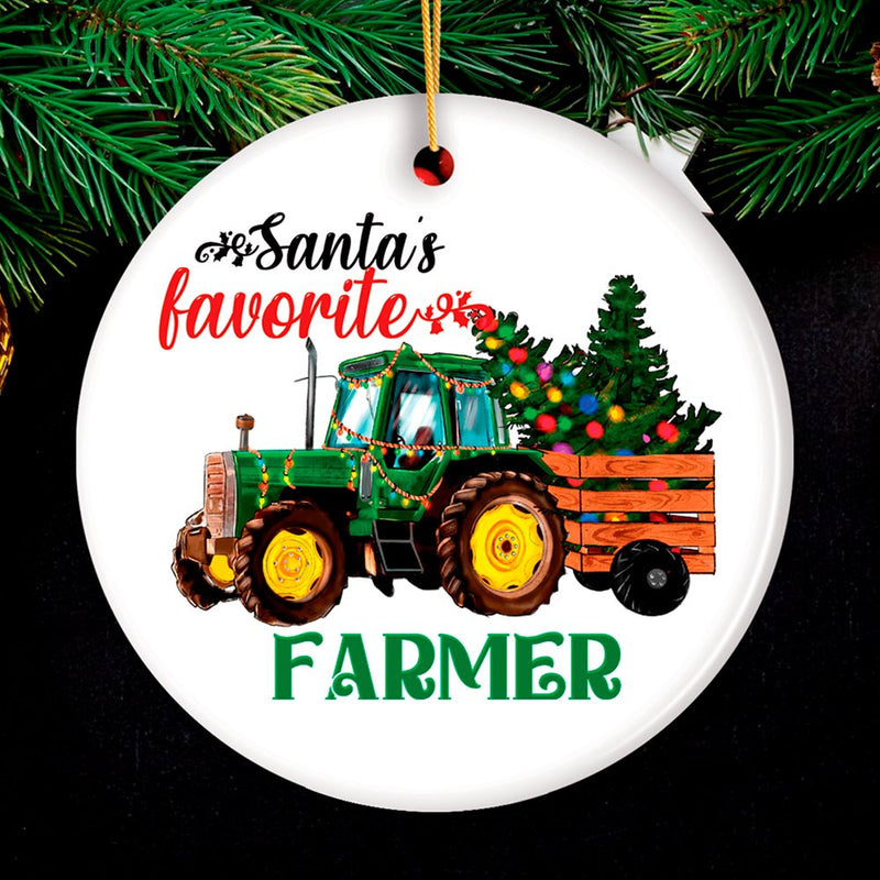 Santa’s Favorite Farmer Christmas Ornament, Farm Themed Gift