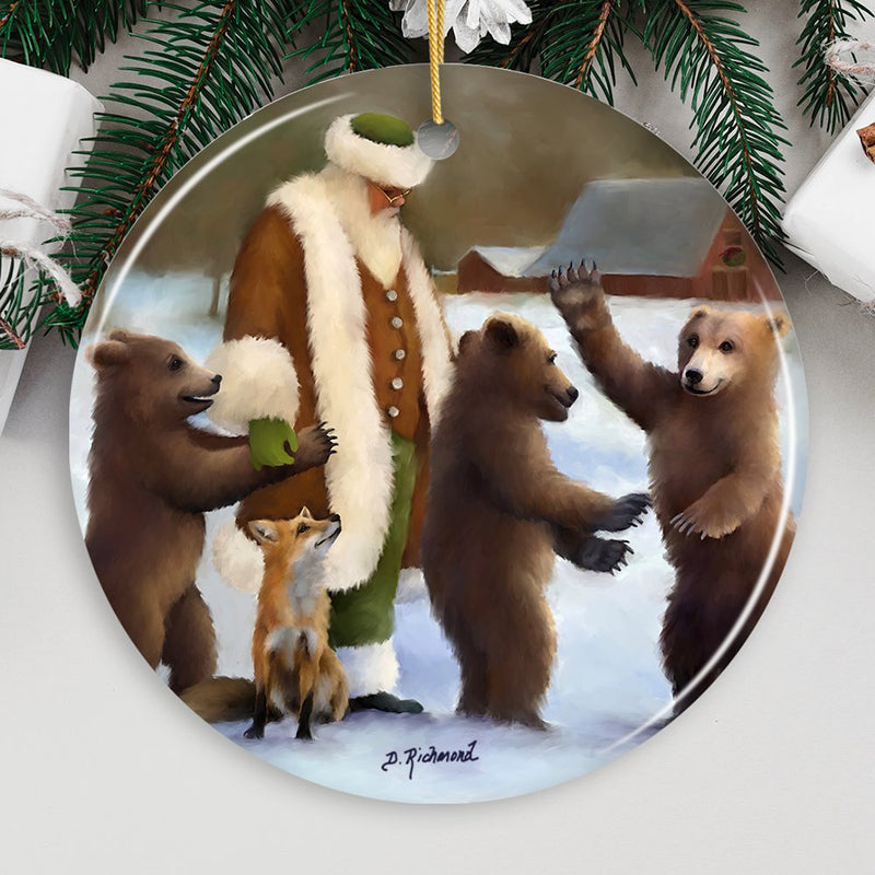 Santa and his Bears Folklore Christmas Ornament