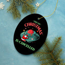 Sorry Kids, Christmas is Cancelled Crashing Alien UFO Ornament