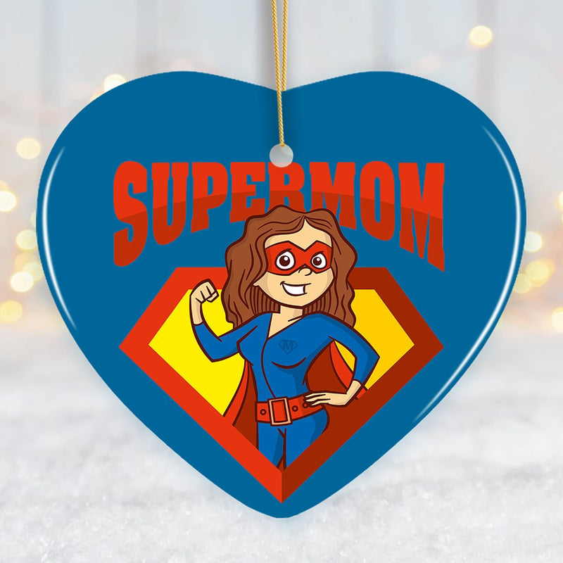 Supermom Christmas Ornament, Superhero Themed Gift for Mom