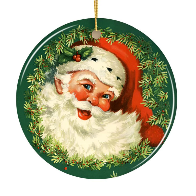 Victorian Santa Round Christmas Ornament