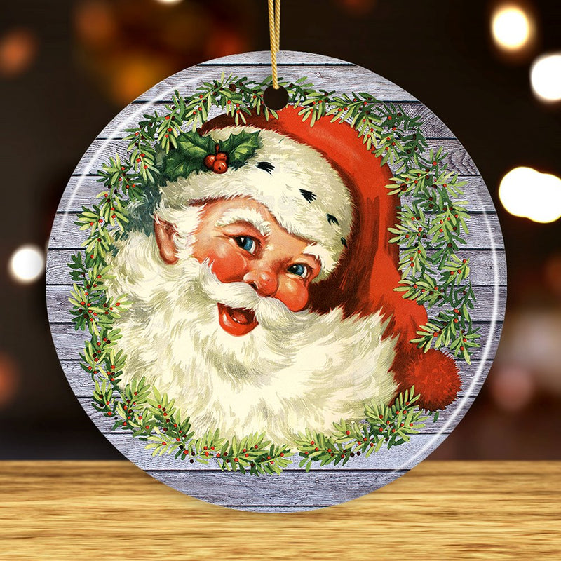 Victorian Santa Round Christmas Ornament