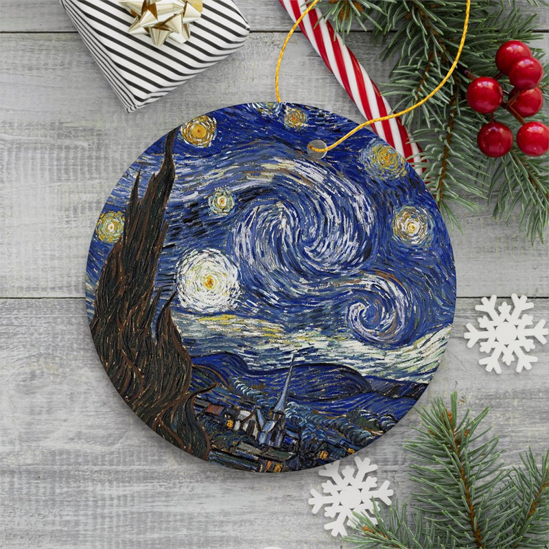 Vincent Van Gogh The Starry Night Ceramic Ornament, Famous Painting Christmas Decoration Souvenir