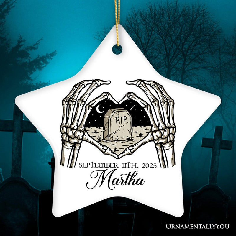 Rest In Peace Skeleton Keepsake Personalized Ornament, Halloween Themed Memorial Gift