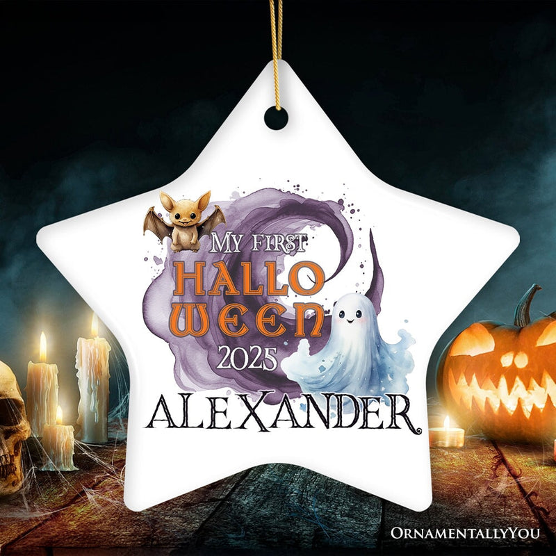 Fun & Spooky First Halloween Personalized Ornament, Cute Ghost Baby Custom Gift