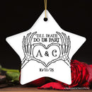 Minimalist Skeleton Couple Personalized Ornament, Spooky Wedding Keepsake Gift