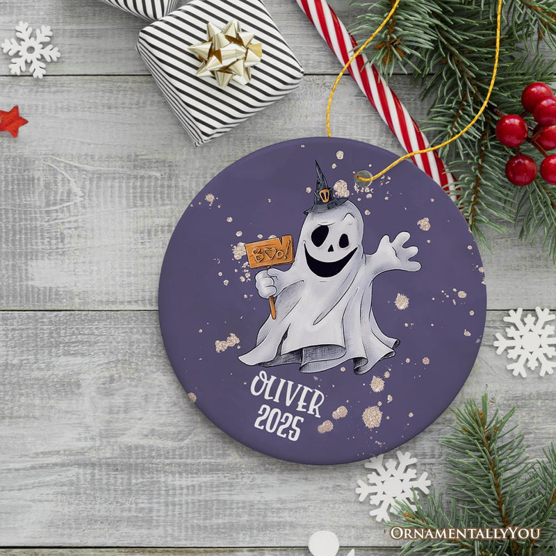Customized Spooky Ghost Phantom Playful Halloween Ornament