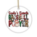 Santa's Favorite Baseball Player Plaid Christmas Theme Ornament