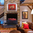 Black Insert Electric Fireplace One Heat Settings with Flame and Remote Control by Parrot Uncle