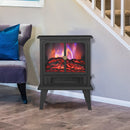 Black Electric Heater Free Standing Stove, 3D Flame Overheat Protection Adjustable Thermostat, 1500W by ParrotUncle