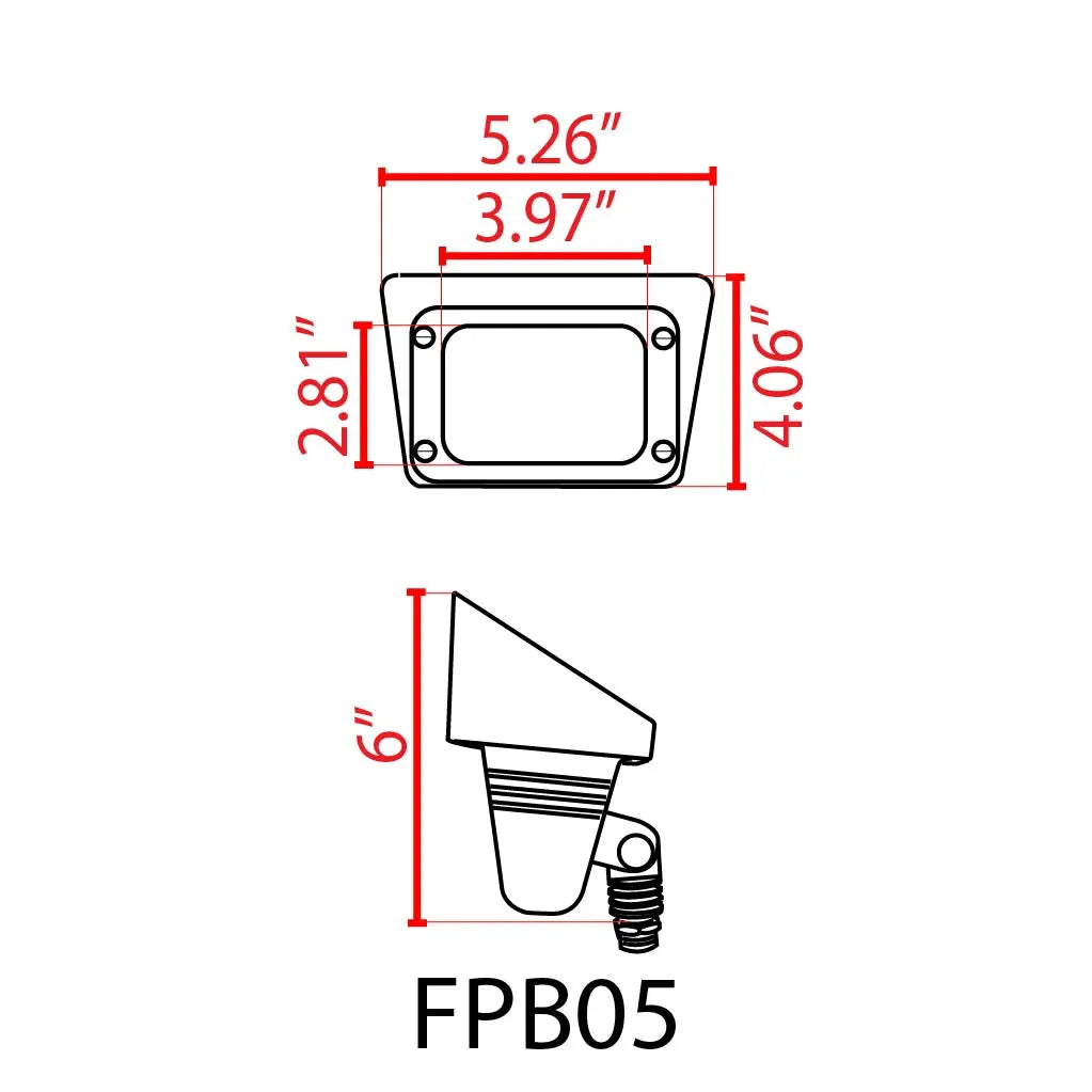 FPB05 Cast Brass Rectangular LED 12V Low Voltage Directional Floodlight Adjustable Landscape Lighting MR16 Socket, photo 2 of 17