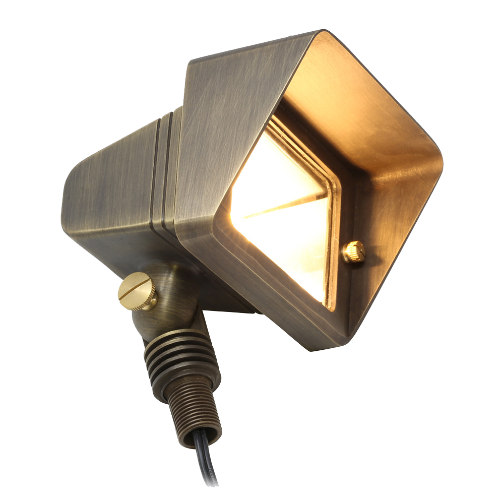 FPB05 Cast Brass Rectangular LED 12V Low Voltage Directional Floodlight Adjustable Landscape Lighting MR16 Socket, photo 3 of 17