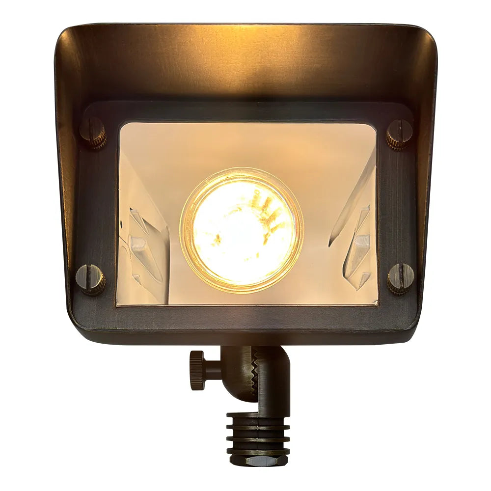 FPB05 Cast Brass Rectangular LED 12V Low Voltage Directional Floodlight Adjustable Landscape Lighting MR16 Socket, photo 4 of 17