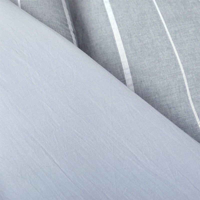 Full/Queen Blue Grey Off-White Stripe 3-Piece Lightweight Comforter Set, photo 4 of 4