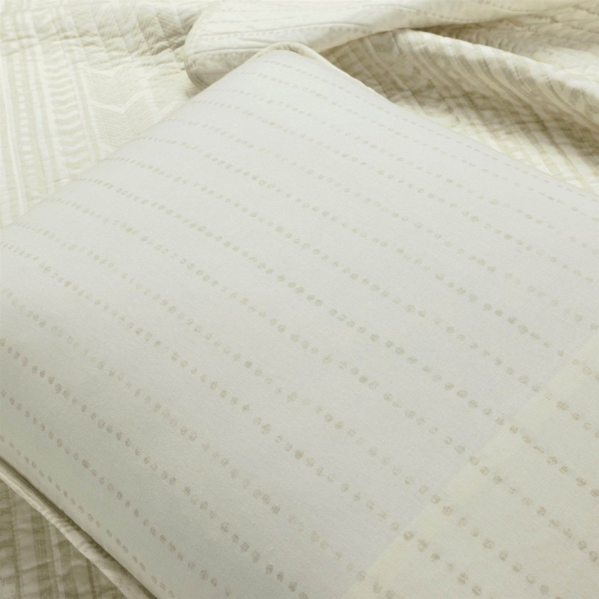 Full/Queen Scandinavian Chevron Ivory Beige Reversible Cotton Quilt Set, photo 4 of 5