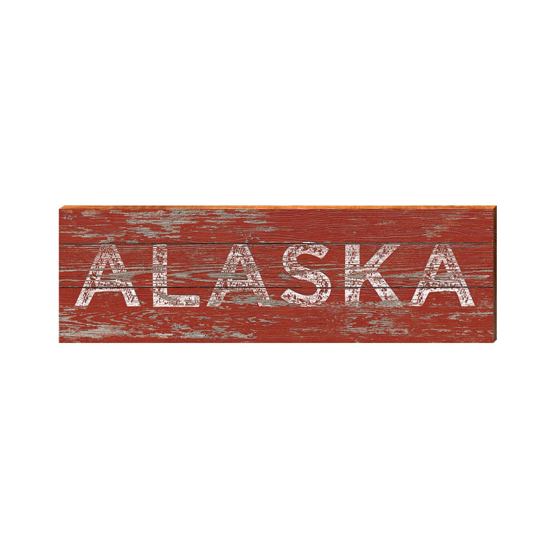 Alaska Red & White Wooden Sign | Wall Art Print on Real Wood