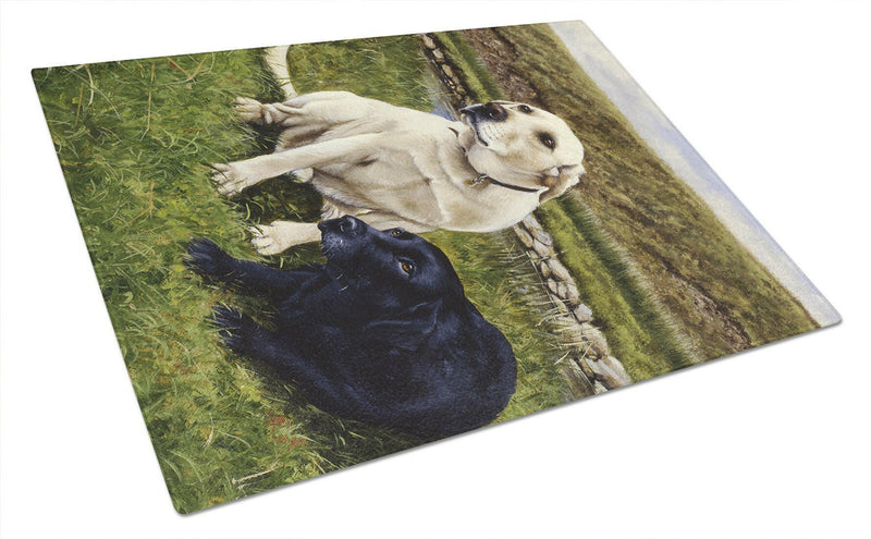 Yellow and Black Labradors Glass Cutting Board Large FRF0018LCB