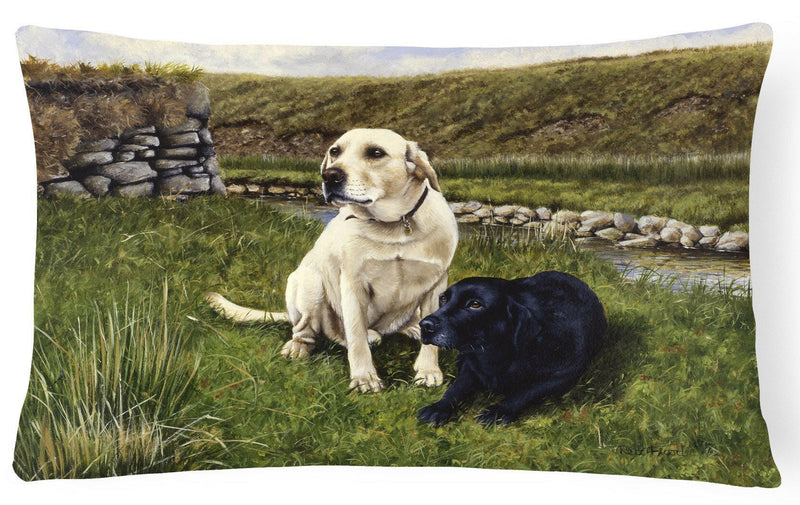 Yellow and Black Labradors Fabric Decorative Pillow FRF0018PW1216