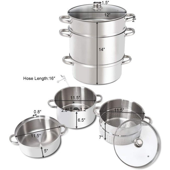 11 Quart Stainless Steel Steamer / Fruit Vegetable Juicer, photo 2 of 4