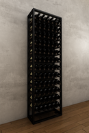 72 bottle BUOYANT® freestanding cable wine rack with matte black frame and red oak cradles