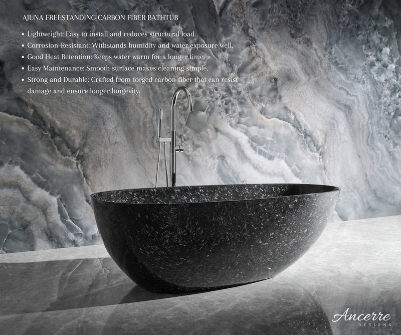 Anjuna 67" Freestanding Forged Carbon Fiber Bathtub