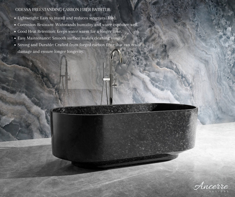 Odessa 67" Freestanding Forged Carbon Fiber Bathtub